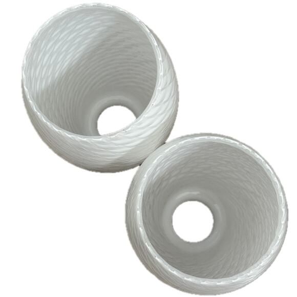 Glass Shade Pendant Lamp White Swirl Textured 1.75" Top Opening 8" Tall - 1 or 2 - Picture 4 of 7